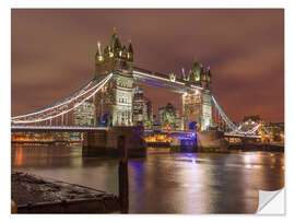 Sticker mural London Tower Bridge, illuminated