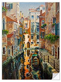 Selvklebende plakat Sunny alley in Venice