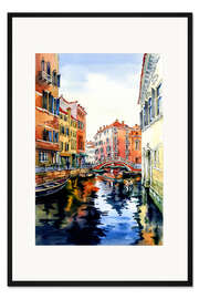 Gerahmter Kunstdruck Wasserstraße in Venedig