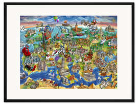 Gerahmter Kunstdruck Europäische Wunderkarte