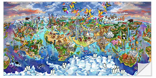 Selvklebende plakat World wonder world map II