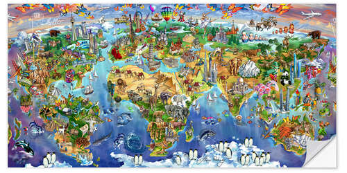 Wall sticker World wonder world map