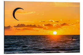 Magnettafel Kitesurfer im Sonnenuntergang