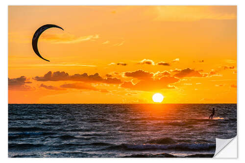 Wall sticker Kite surfer in the sunset