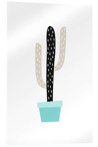 Tableau en verre acrylique Cactus in a blue pot