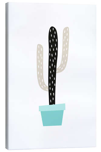 Canvas print Cactus in a blue pot