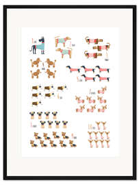 Gerahmter Kunstdruck Zählen lernen mit Hunden (englisch)