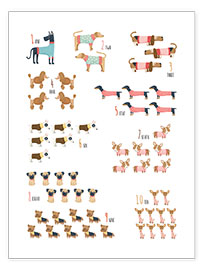 Wall print  Educational numbers with dogs - Marta Munte