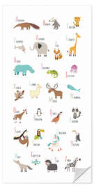 Selvklebende plakat ABC animals (english)