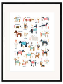 Gerahmter Kunstdruck Hunde mit Pullover ABC