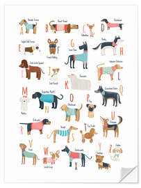 Sticker mural Dogs with clothes alphabet