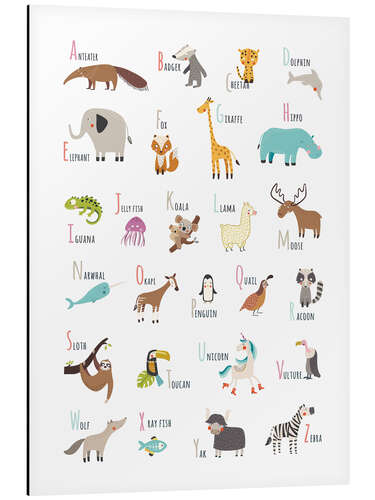 Aluminium print A to Z animal alphabet