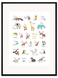 Gerahmter Kunstdruck A bis Z Tieralphabet (englisch)