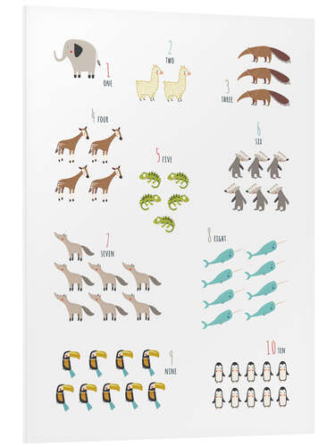 Foam board print Numbers 1 to 10 with animals