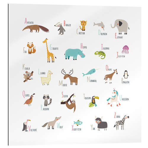 Tableau en plexi-alu Square Animal Alphabet (english)