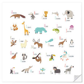 Sticker mural Square Animal Alphabet (english)