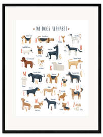 Ingelijste kunstdruk My Dogs Alphabet (english)