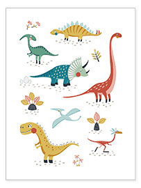 Wandbild  Meine Lieblings-Dinosaurier - Marta Munte