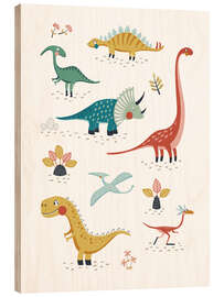 Tableau en bois My favorite dinosaurs