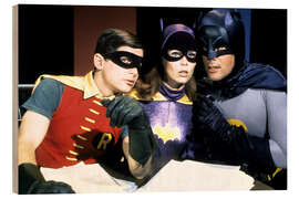 Wood print Batman, Batwoman and Robin