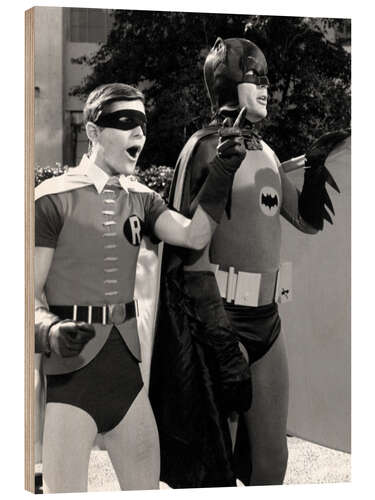 Wood print Batman and Robin