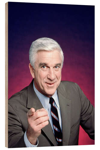 Wood print Leslie Nielsen