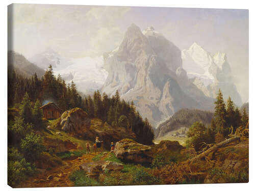 Canvas print Tourists in the mountains