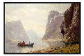 Gerahmter Kunstdruck Rudern auf einem Fjord
