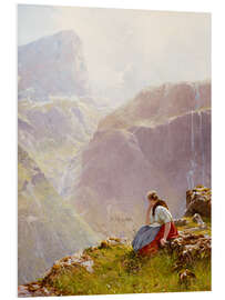 Foam board print Woman in mountainous landscape