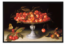 Gerahmter Kunstdruck Kirschen im Silberkompott