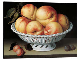 Aluminium print Peaches in a white basket