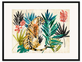 Gerahmter Kunstdruck Tiger unter Palmen