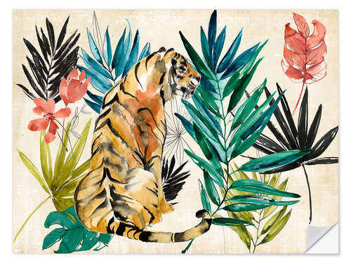 Sticker mural Tigre sous les palmiers