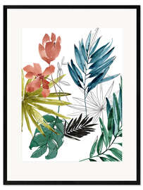 Ingelijste kunstdruk Tropical leaves I