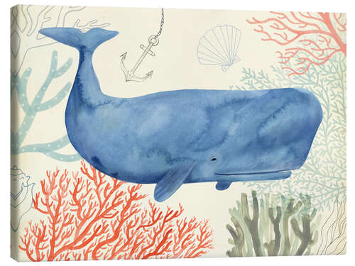 Canvas print Whale in the underwater forest