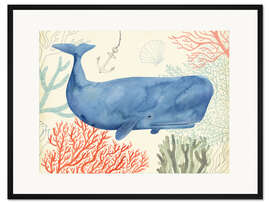 Gerahmter Kunstdruck Wal im Unterwasserwald