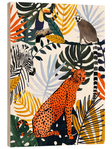 Wood print Jungle Jumble I