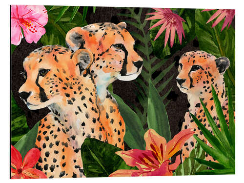 Aluminium print Leopard bouquet