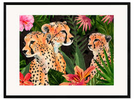 Kunsttryk i ramme Leopard bouquet