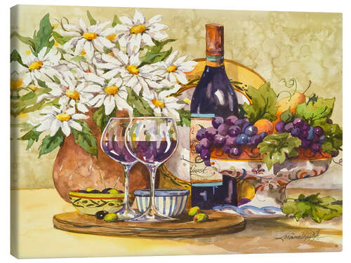 Canvas print Wine & Daisies