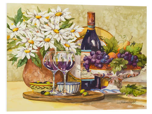 Foam board print Wine & Daisies