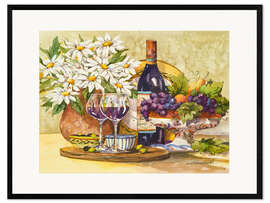 Framed art print Wine &amp; Daisies