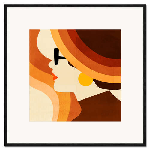Gerahmter Kunstdruck Frau mit Sonnenhut