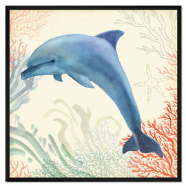 Gerahmter Kunstdruck Delfin im Unterwasserwald