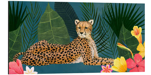 Aluminiumsbilde Cheetah in the tropical sea of flowers