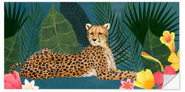 Wall sticker Cheetah in the tropical sea of flowers