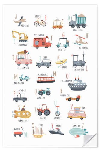 Sticker mural My vehicles ABC (english)