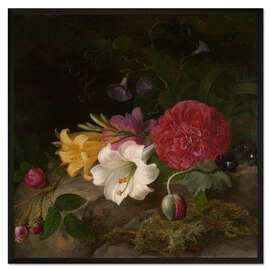 Gerahmter Kunstdruck Stillleben mit Blumen