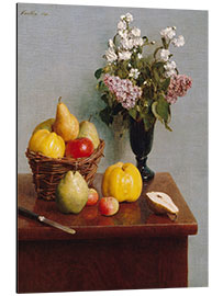 Aluminium print Still life with flowers and fruits