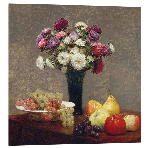 Akryylilasitaulu Asters and fruits on a table